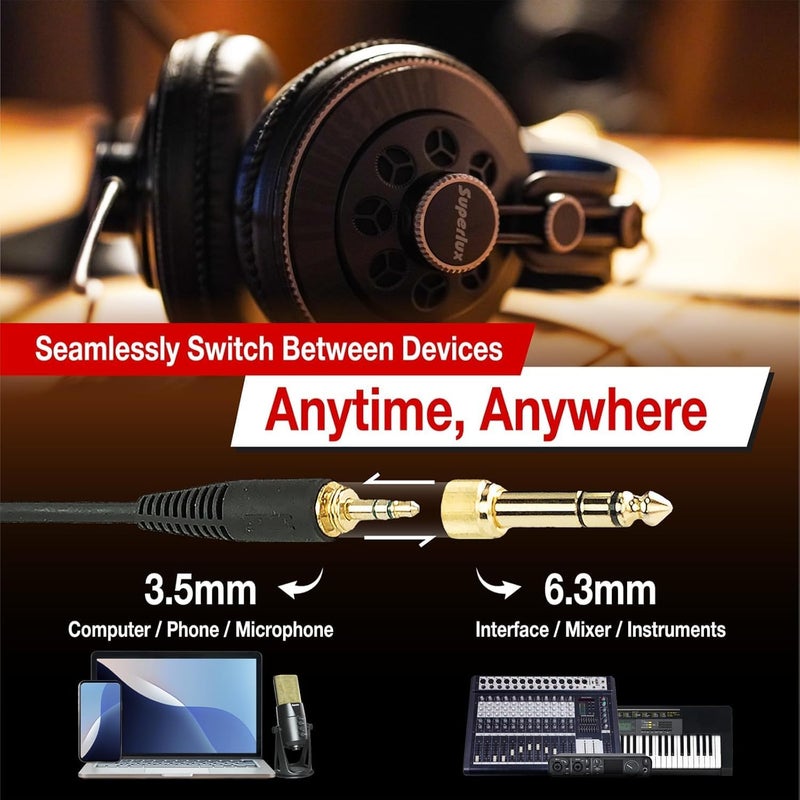 Superlux HD681B Dynamic Over-Ear Headphones Wired with 50mm Neodymium Driver, Single-Sided, Semi-open, Deep Bass, Balanced Tone for Professional Monitoring Recording Gaming Streaming Live Rock Concert - Image 5